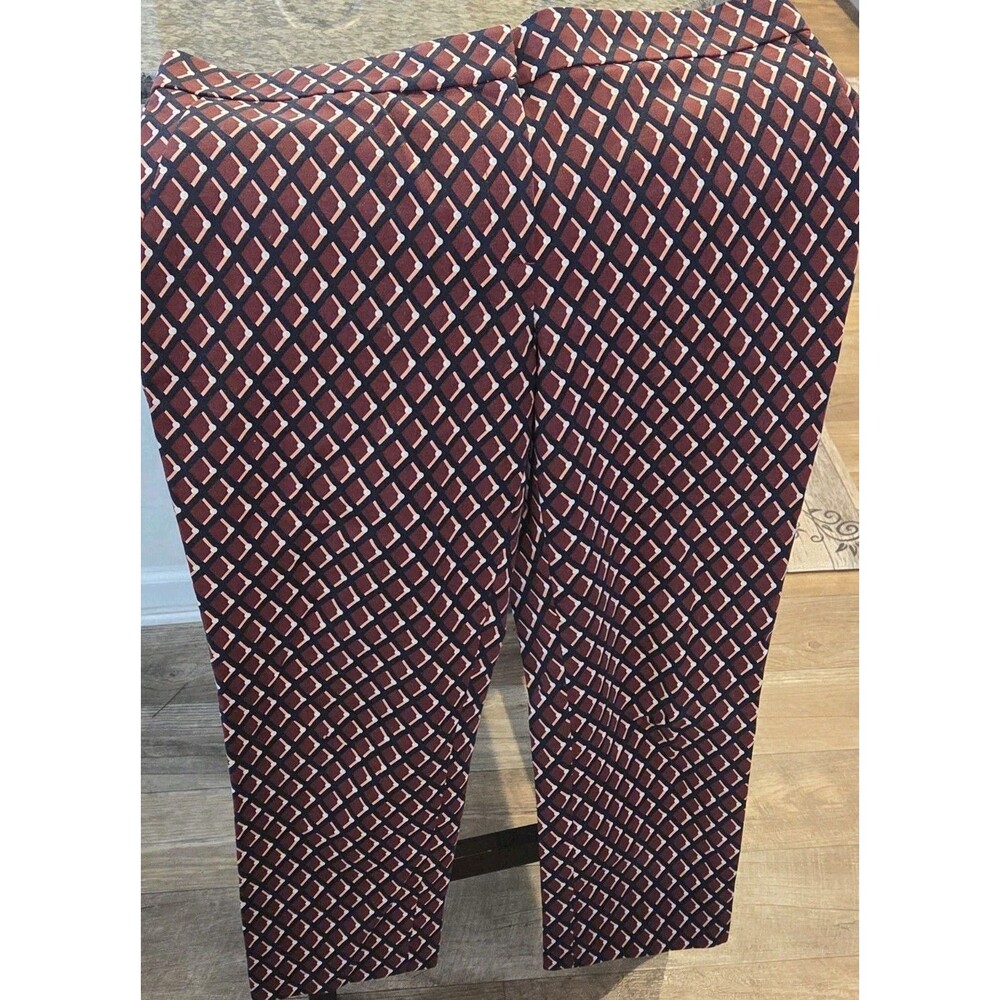 Ann Taylor Burgundy Geometric Straight Leg Pants